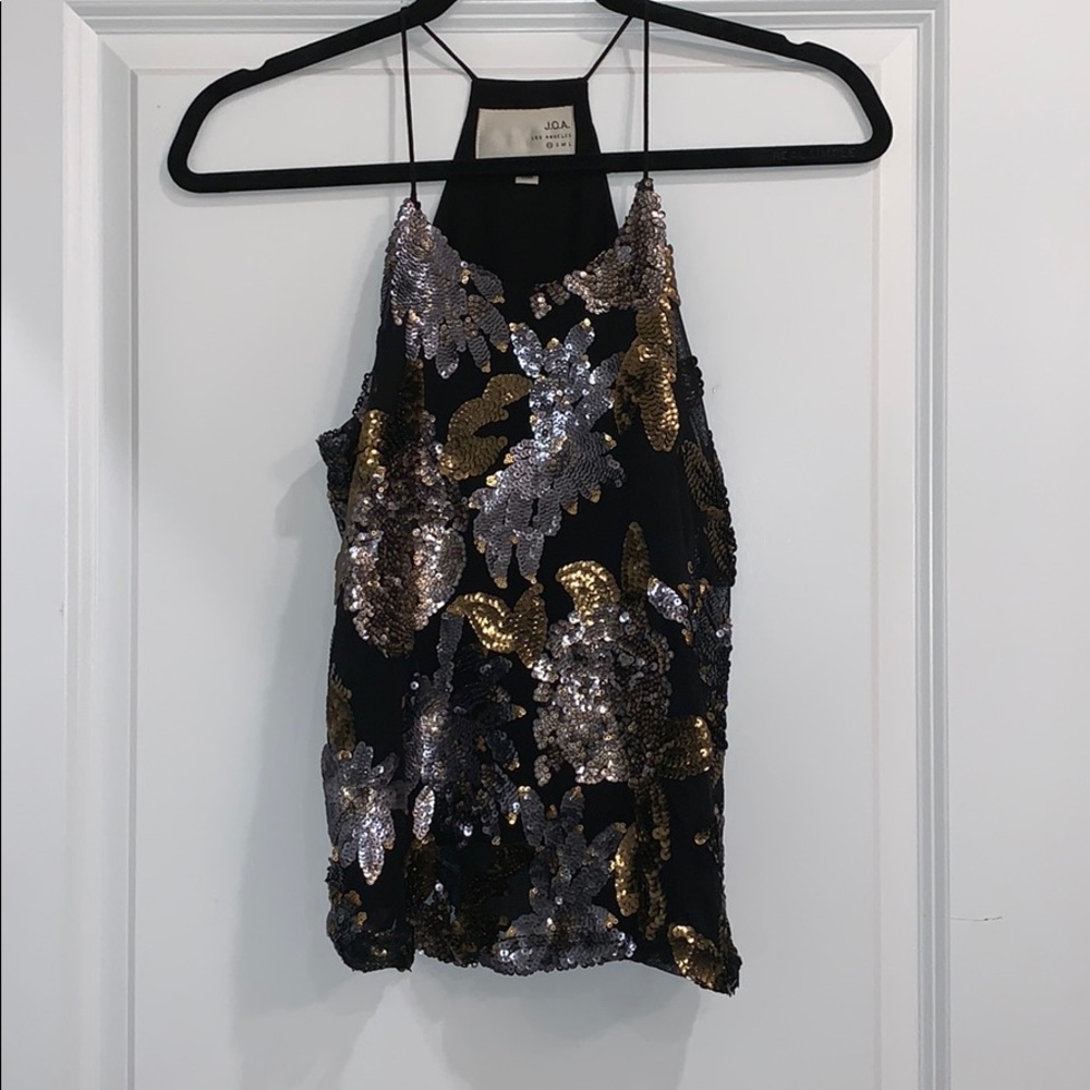 J.O.A. Los Angeles Floral Sequin Luxe Cami (XS)